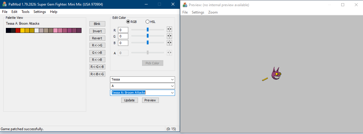 Broom isolated: real palette