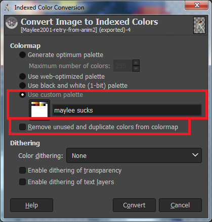 Image: Using the fixed color table.