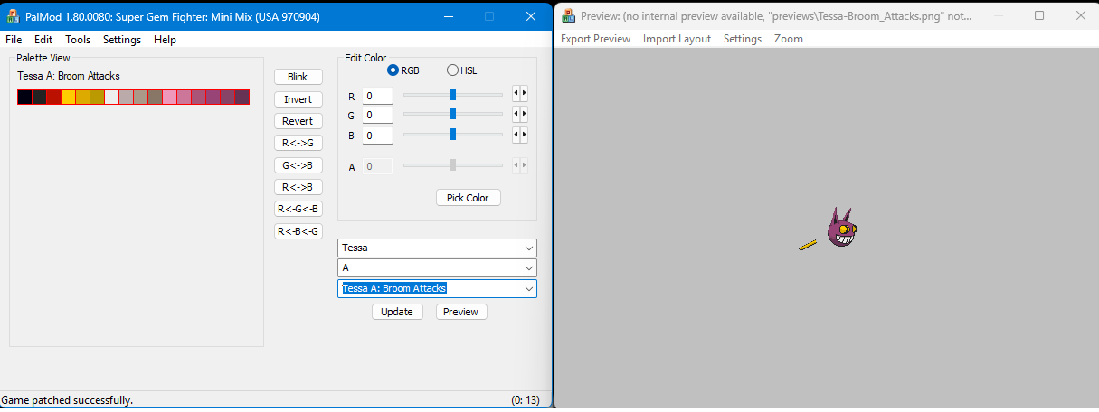 Broom isolated: real palette
