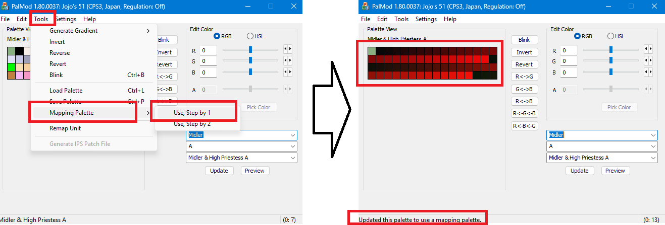 create the mapping palette